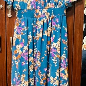 Floral Blue and Purple Kids Dress